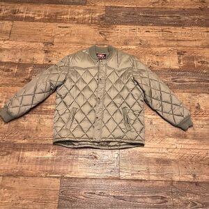 Roper khaki tan Puffer Jacket down filled quilted buttons and zips lined